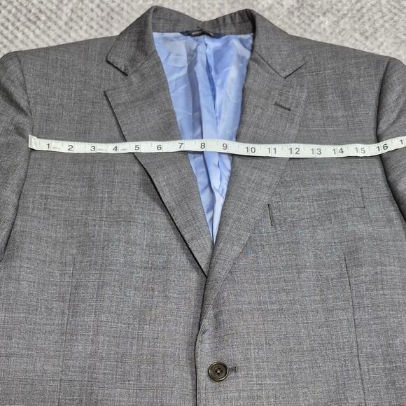Brooks Brothers Wool Blazer 43L Checked Plaid Sport Coat Gray 2 Button Jacket - Picture 3 of 10